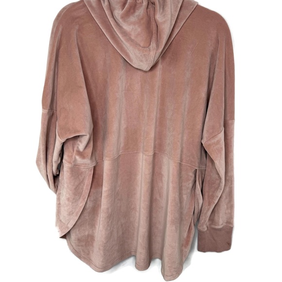 Donna Karan Dusty Rose Pink Velvet Plush Hoodie Pajama Top Ultimate Loungewear - Picture 3 of 7